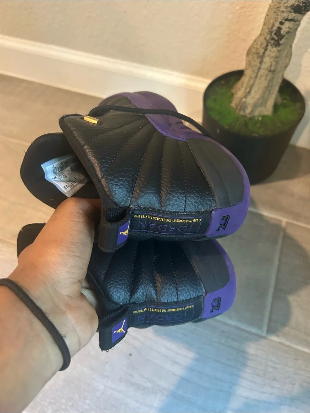 Jordan Black and Purple High-Top Sneakers